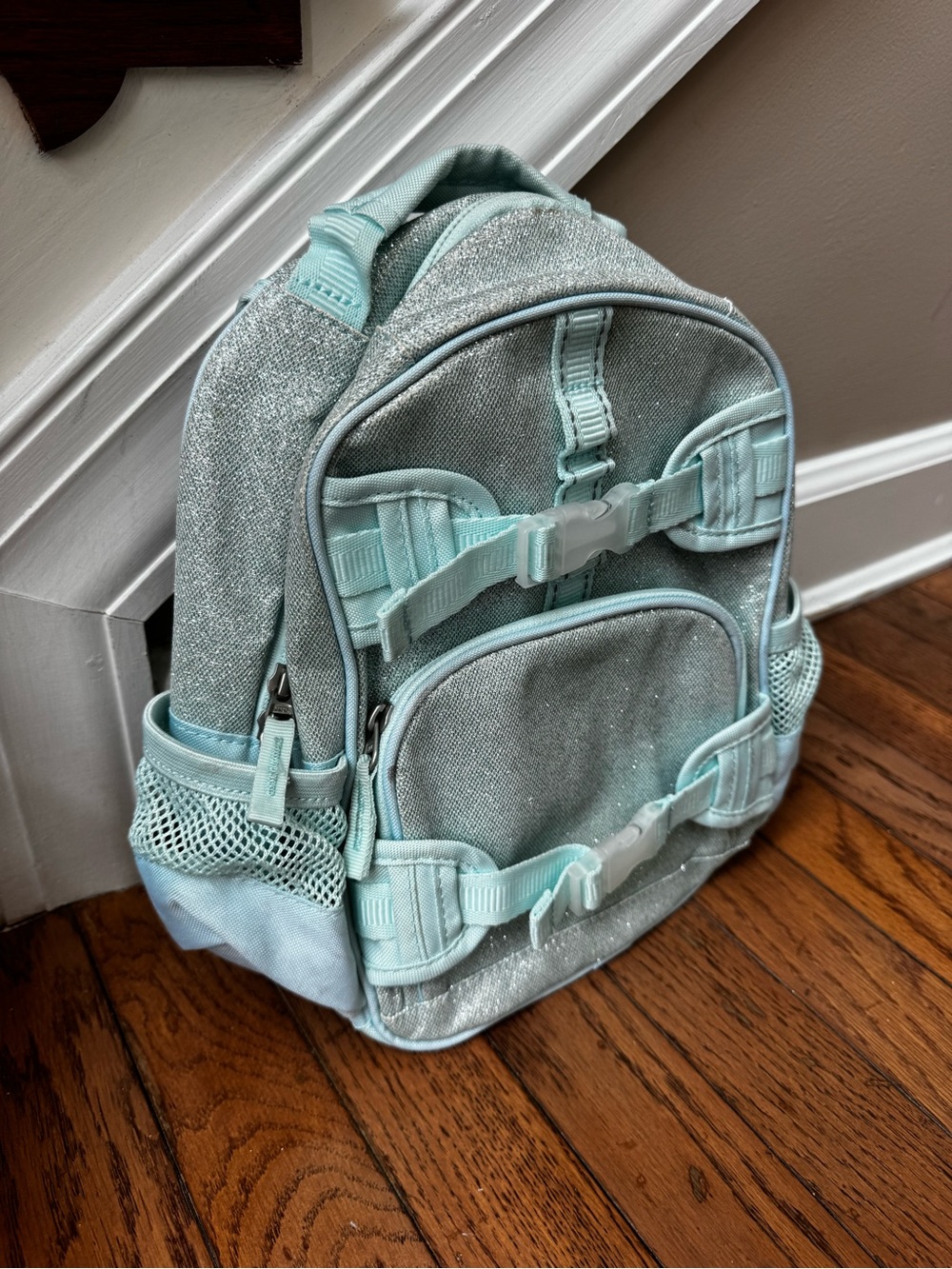 Pottery Barn Kids Glitter Mini MacKenzie Backpack - Light Aqua